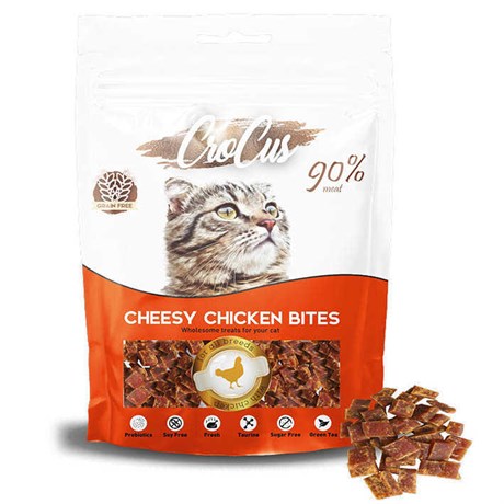 Crocus Cheesey Chicken Bites Peynir ve Tavuk Etli Tahılsız Kedi Ödülü 80g