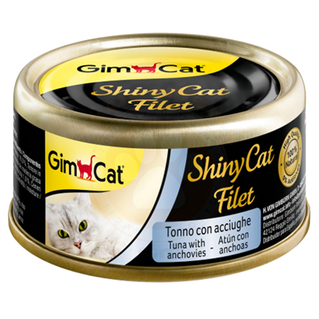 GimCat ShinyCat Ton ve Ançuez Kıyılmış Fileto Kedi Konservesi 70 Gr
